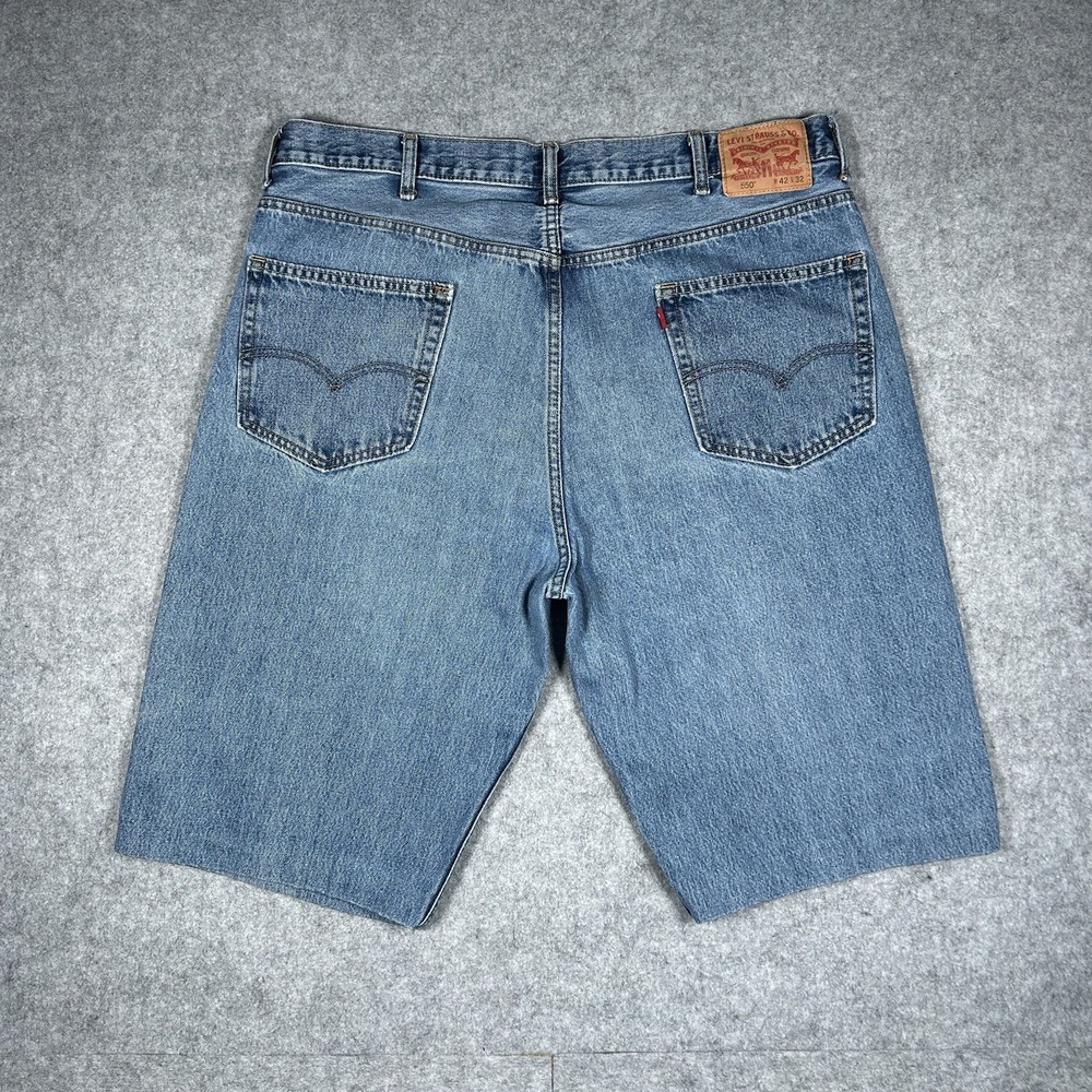 Levis 550 Cut Off Denim Shorts Men's Size 42(40x12) Blue Hemmed Baggy Skater